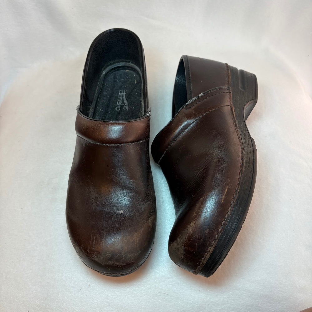 Dansko Professional Brown Leather Clogs Slip Resistant Shoes Women 42 EU